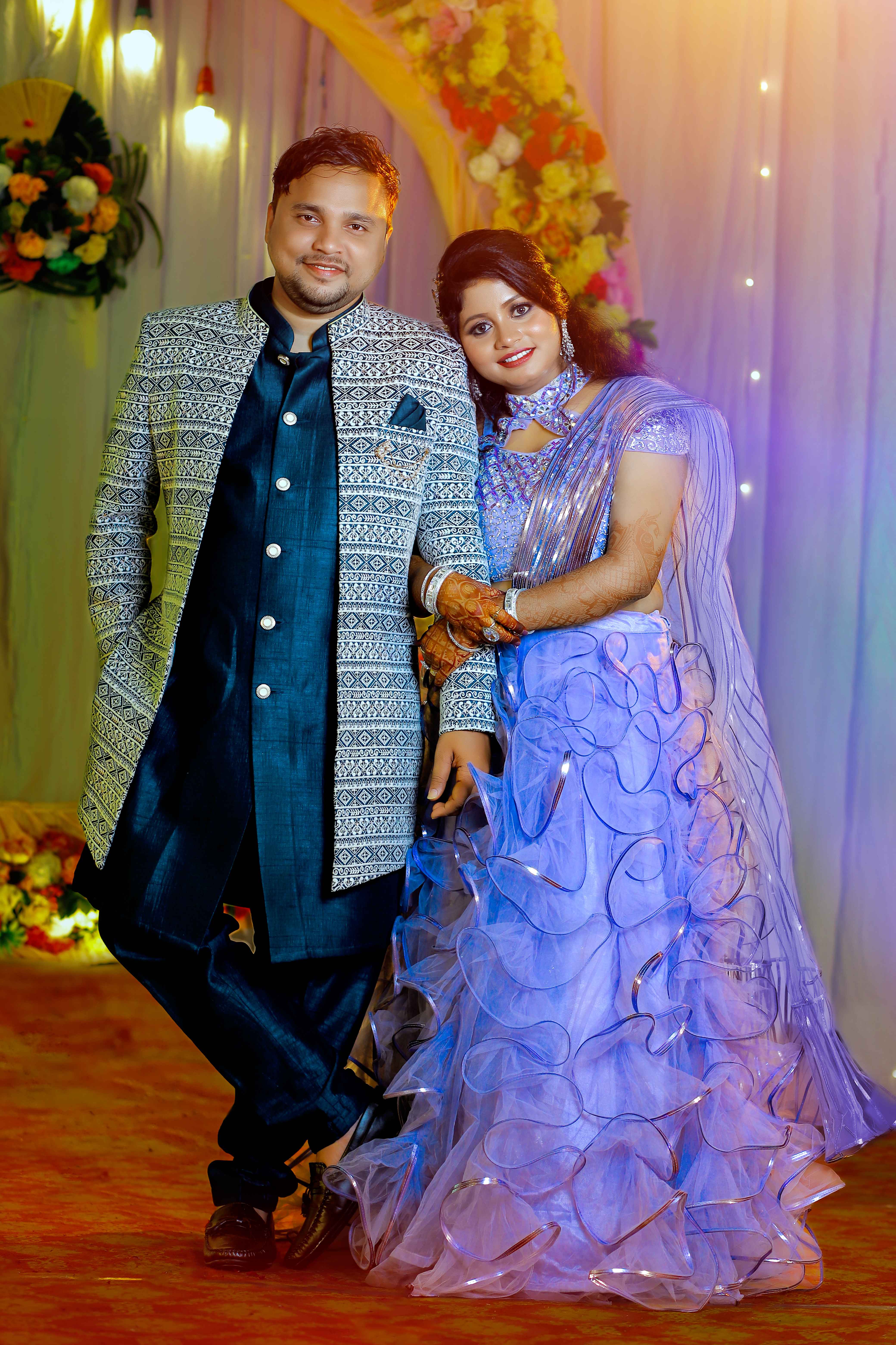 Engagement ceremony couple in traditional attire